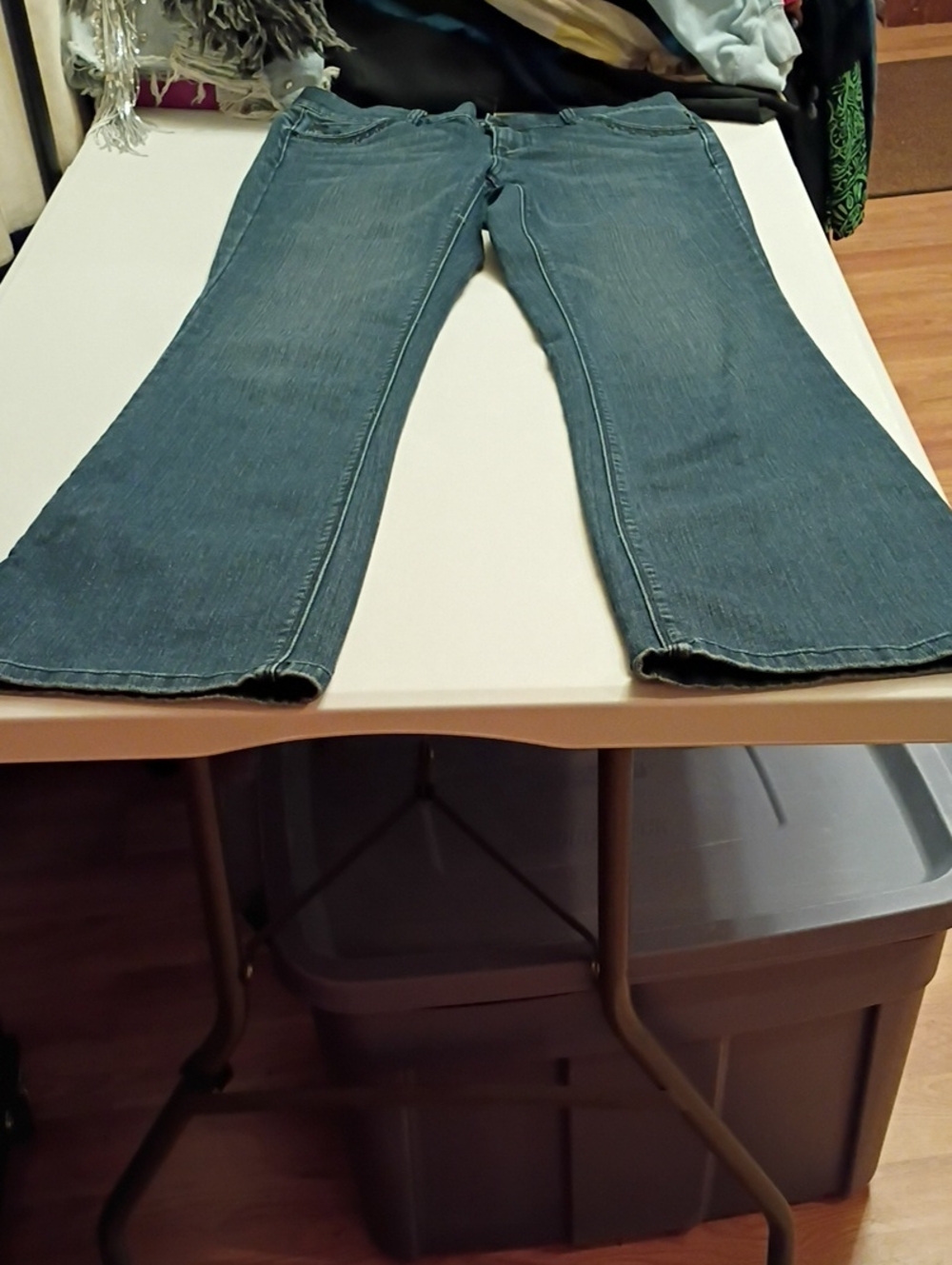 White House Black Market Medium Blue Bootcut Jeans, Beaded Front & Back Pockets